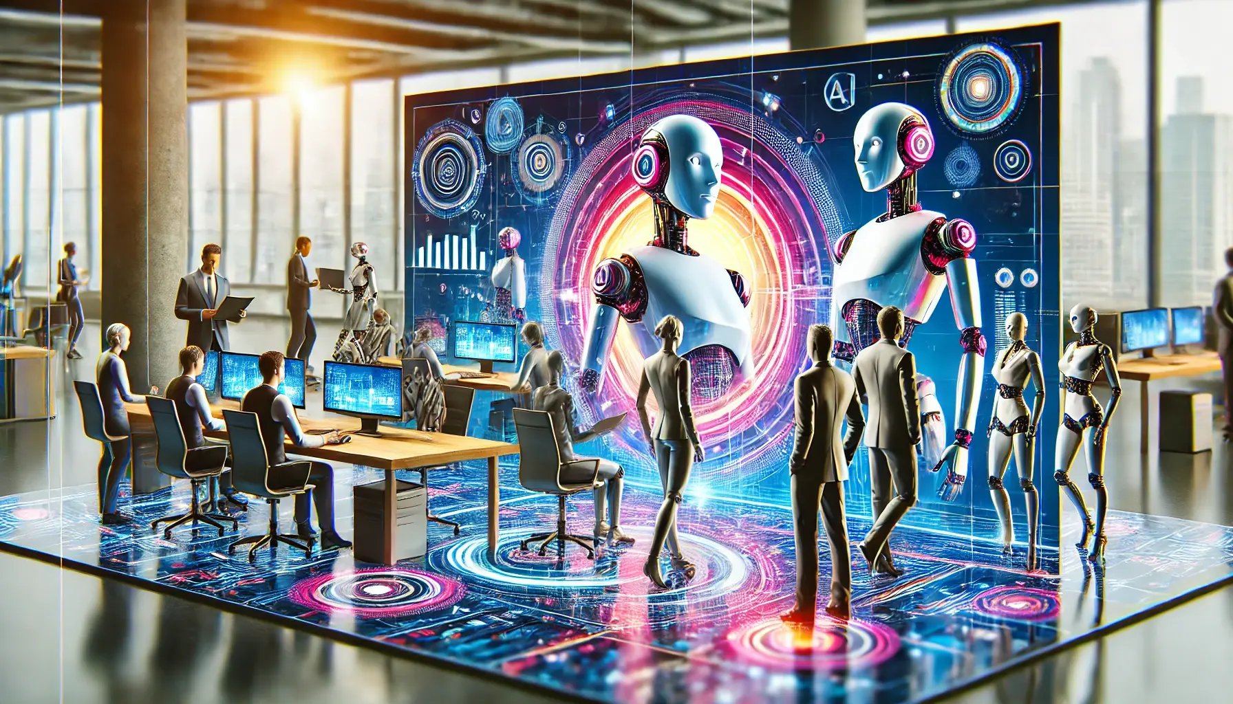 DALL·E 2024-11-16 04.29.28 - A futuristic and inspiring hero image for a technology blog, showcasing a sleek, vibrant digital environment where AI-powered virtual assistants (Digi